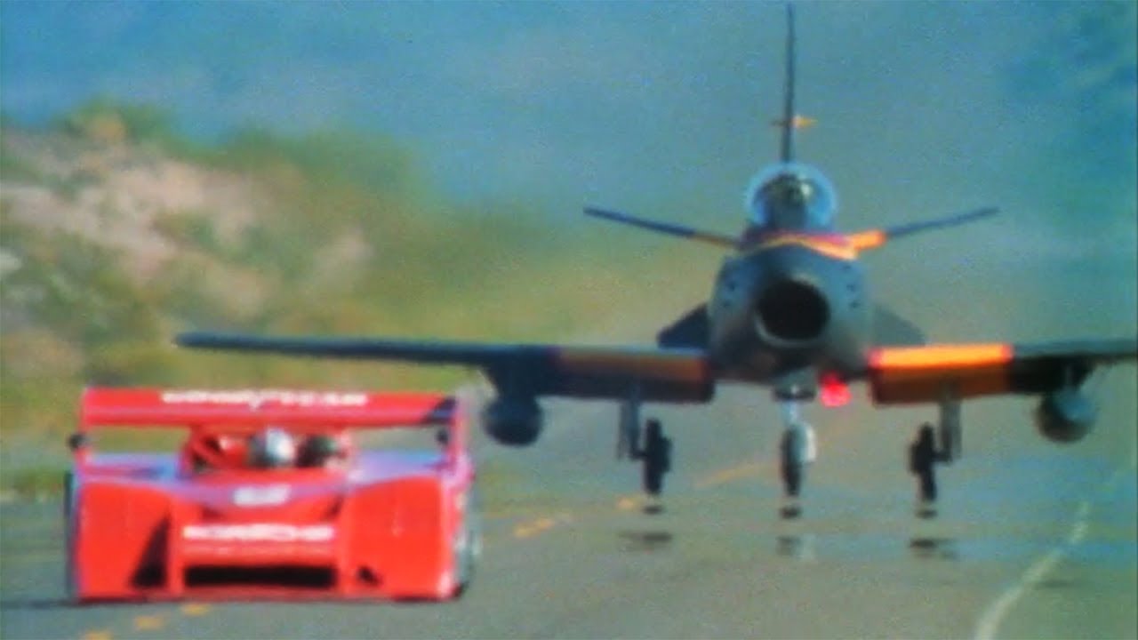 Racing car vs fighter plane in The Last Chase (1981)
