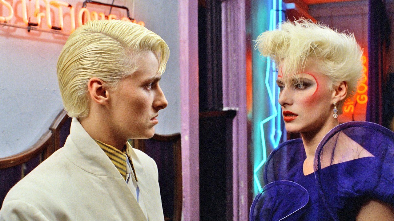 Anne Carlisle as Jimmy and Margaret in Liquid Sky (1982)