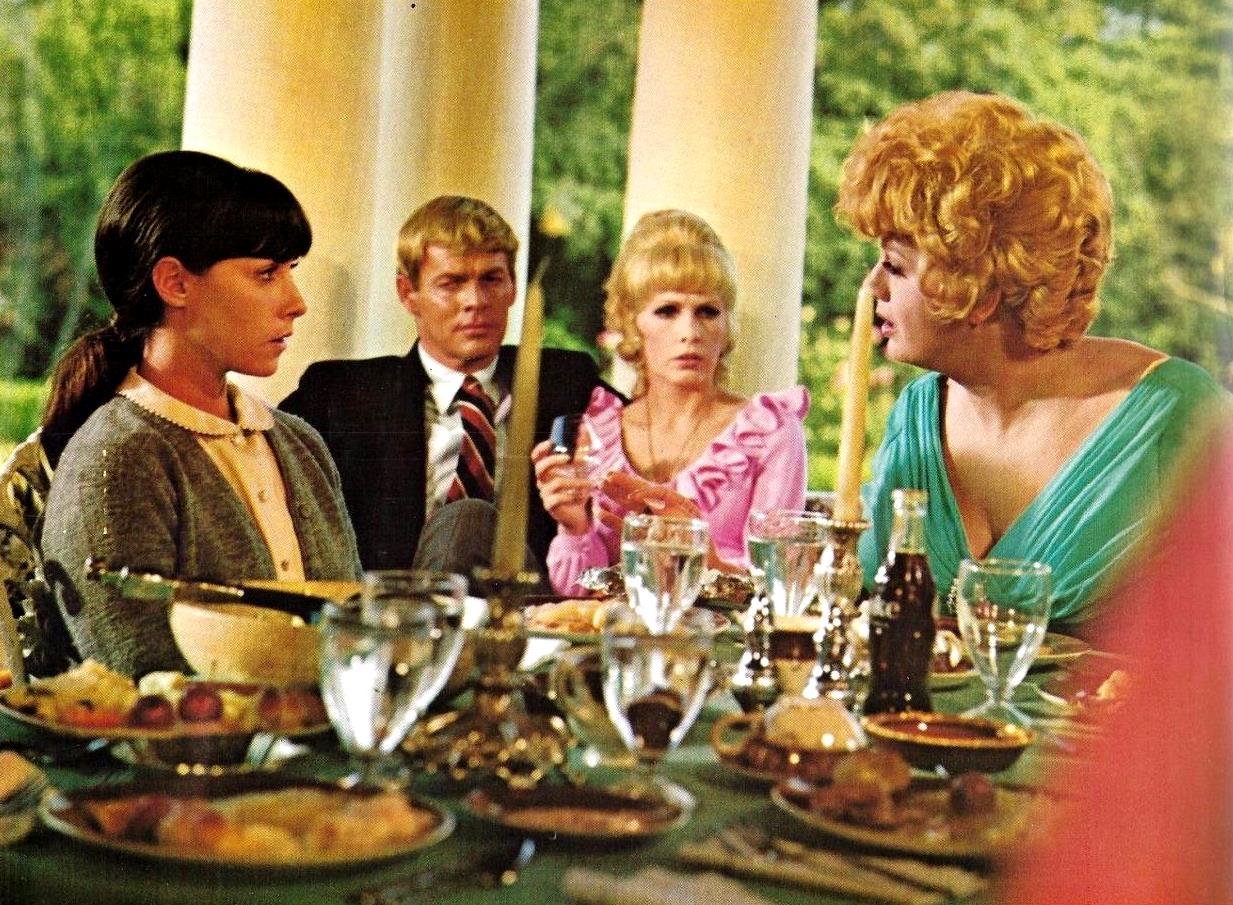 Barbara Sammeth, Michael Burns, Stella Stevens and Shelley Winters in The Mad Room (1969)