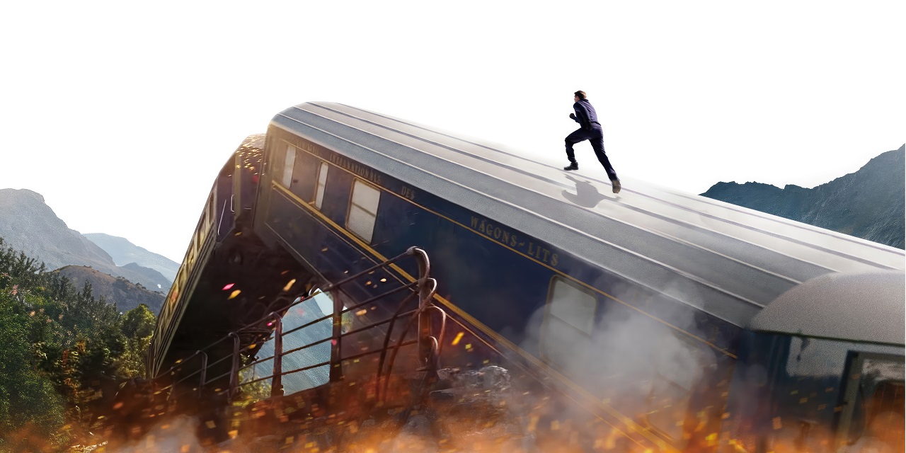 Racing a collapsing train in Mission: Impossible – Dead Reckoning Part One (2023)