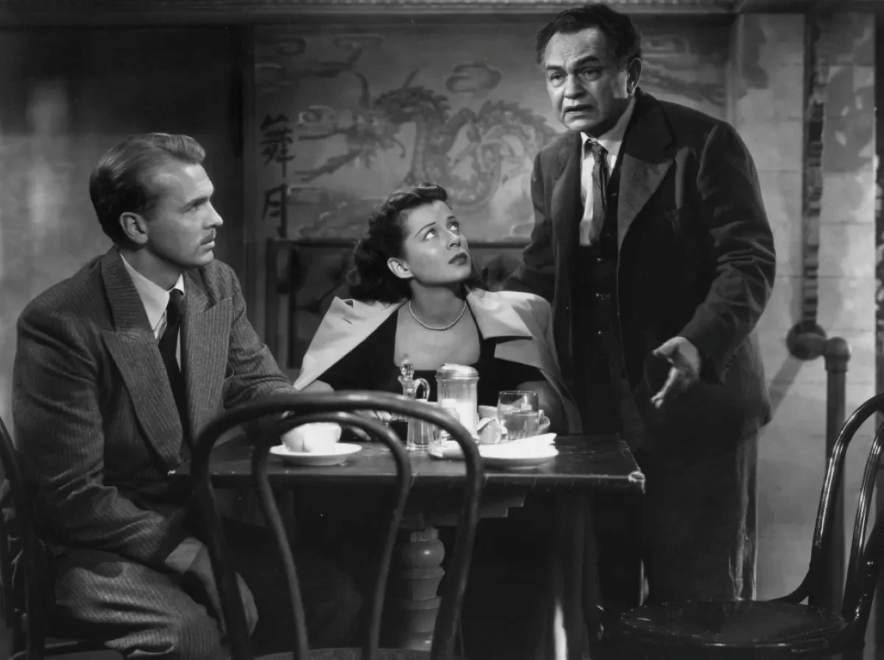 John Lund, Gail Russell and Edward G. Robinson in Night Has a Thousand Eyes (1948)