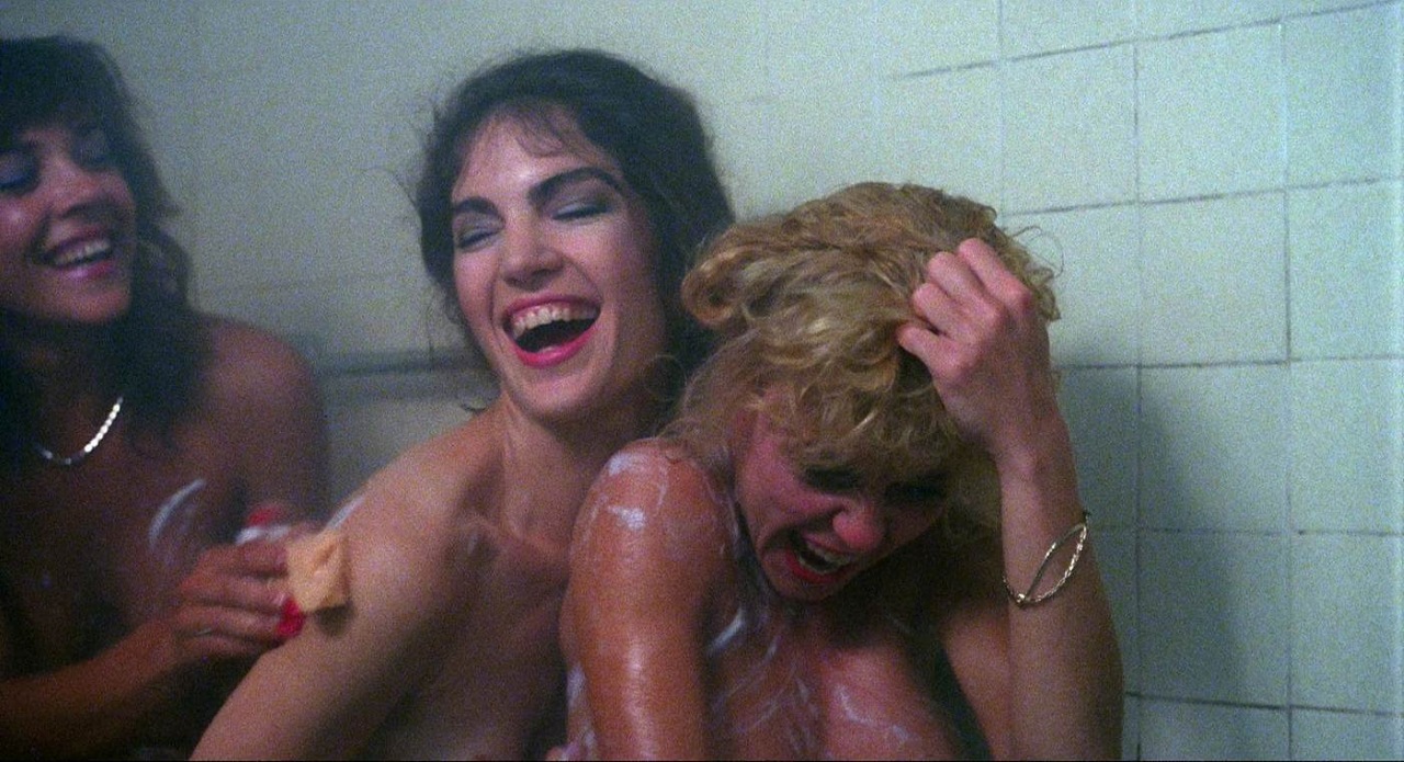 Michelle Bauer, Brinke Stevens and Linnea Quigley take a bath in Nightmare Sisters (1988)