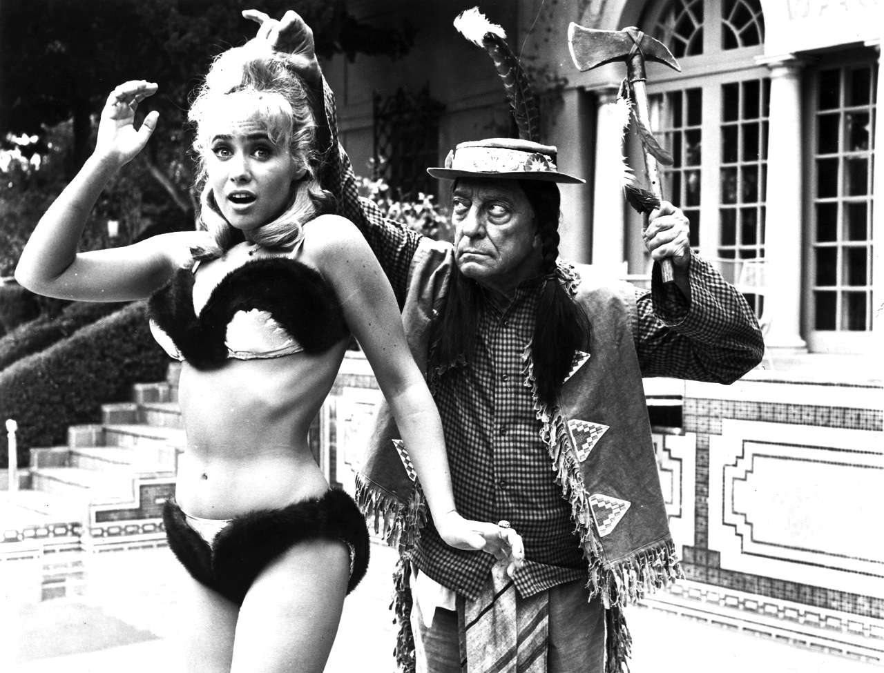Chief Rotten Eagle (Buster Keaton) and Bobbi Shaw in Pajama Party (1964)