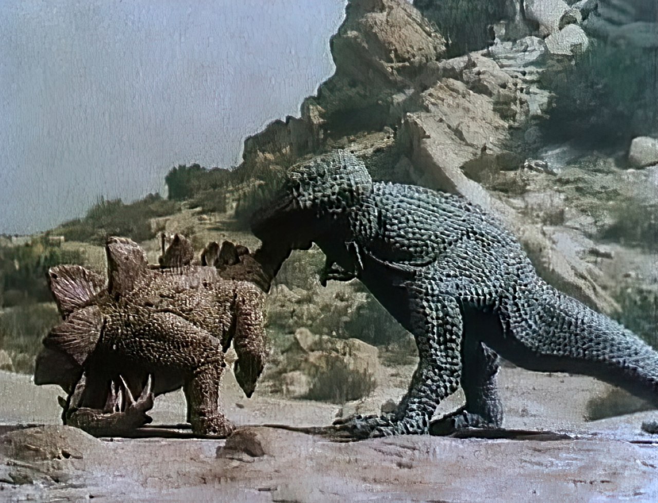 Stop-motion animated dinosaur effects in Planet of Dinosaurs (1977)