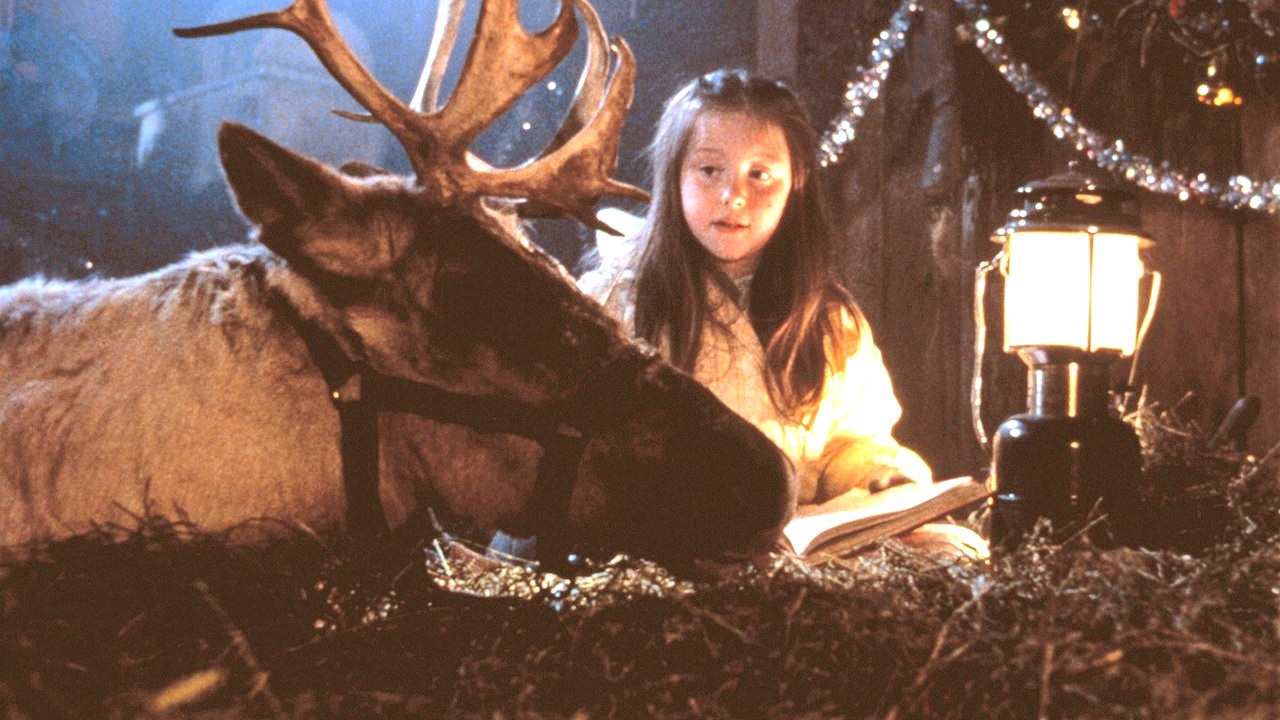 Rebecca Harrell and Prancer the reindeer in Prancer (1989)