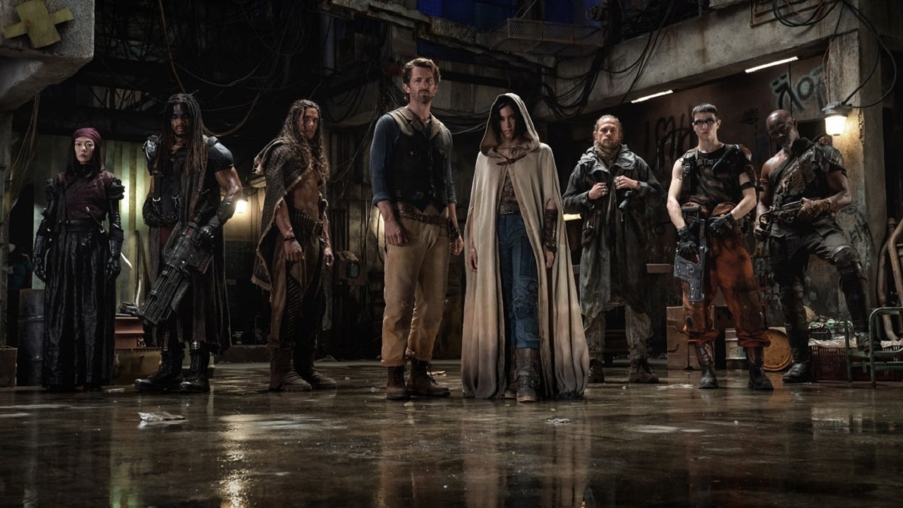 Nemesis (Doona Bae), Darrian Bloodaxe (Ray Fisher), Taraj (Staz Nair), Gunnar (Micheil Huisman), Kora (Sofia Boutella),, Kai (Charlie Hunnam), Milius (E. Duffy) and General Titus (Djimon Hounsou) in Rebel Moon - A Child of Fire: Part One (2023) poster (2023)