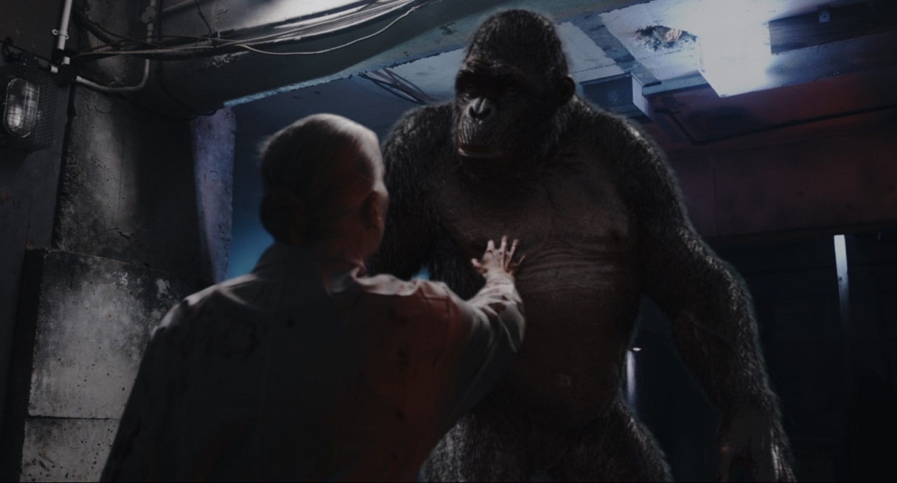 Heather Jackson and the giant gorilla in The Rise of the Beast (2022)