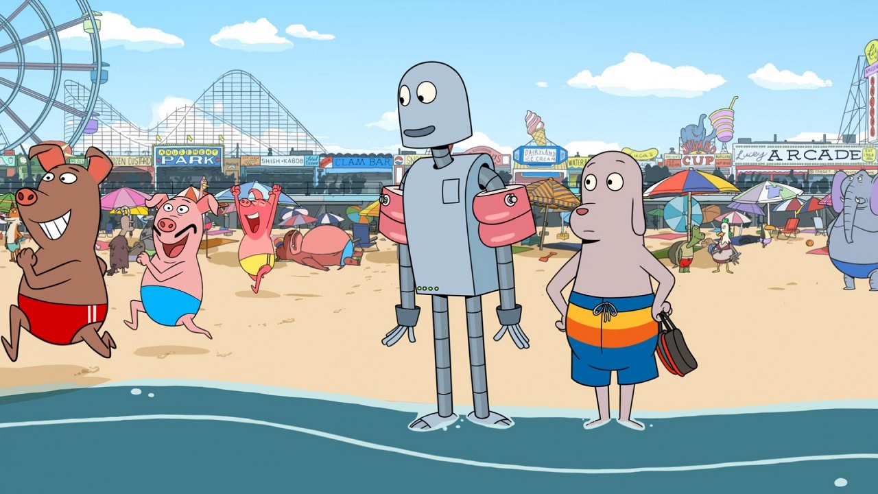 Robot and Dog go to the beach in Robot Dreams (2023)