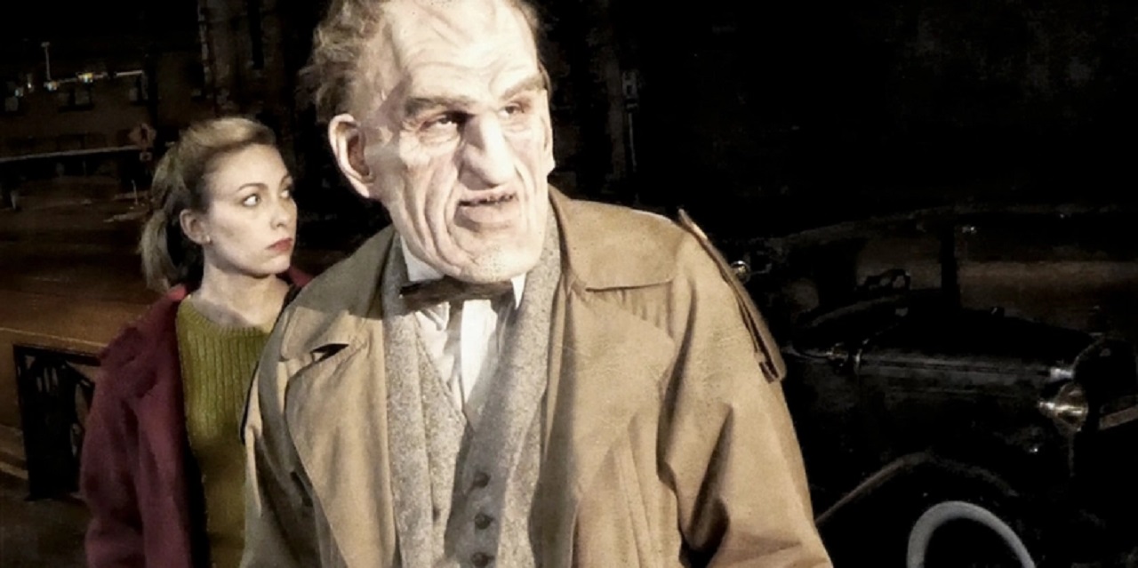 Joseph Middleton as Rondo Hatton and Kelsey Pribilski in Rondo and Bob (2020)