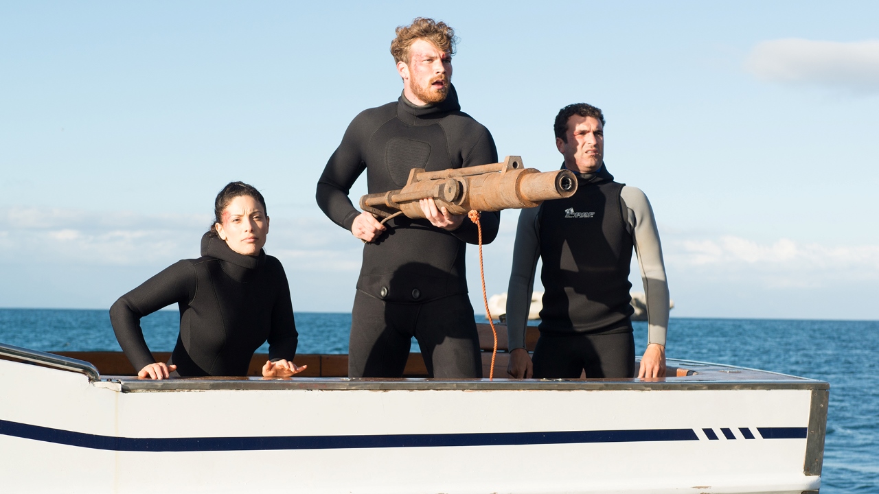 Erica Cerra, Derek Theler and Paul du Toit in Shark Killer (2015)