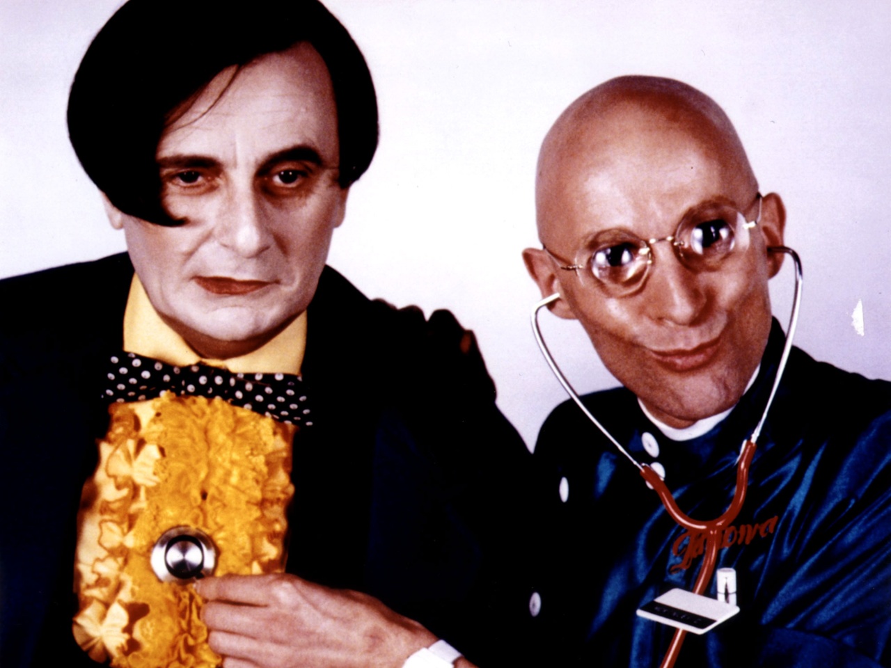 Bert Schnick (Barry Humphries) and Dr Cosmo McKinley (Richard O'Brien) in Shock Treatment (1981)