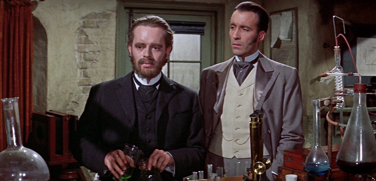 Dr Jekyll (Paul Massie) and Paul Allen (Christopher Lee) in The Two Faces of Dr. Jekyll (1960)