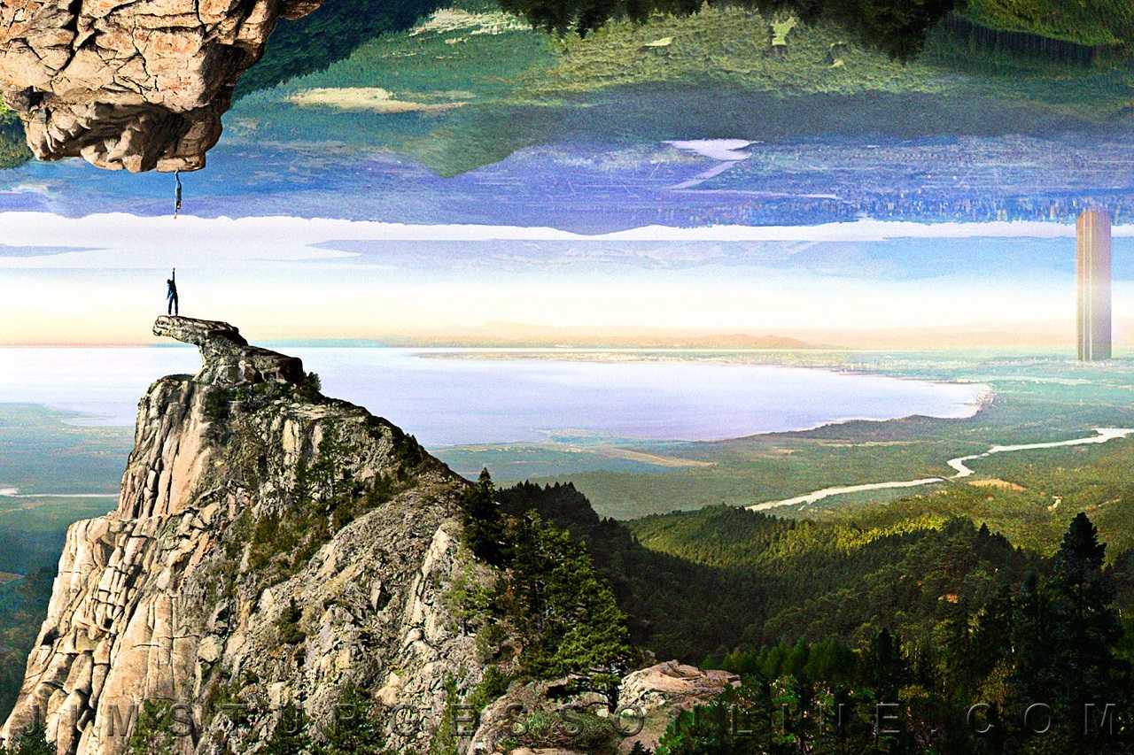 Jim Sturgess and Kirsten Dunst meet up opposing mountain peaks in Upside Down (2012)