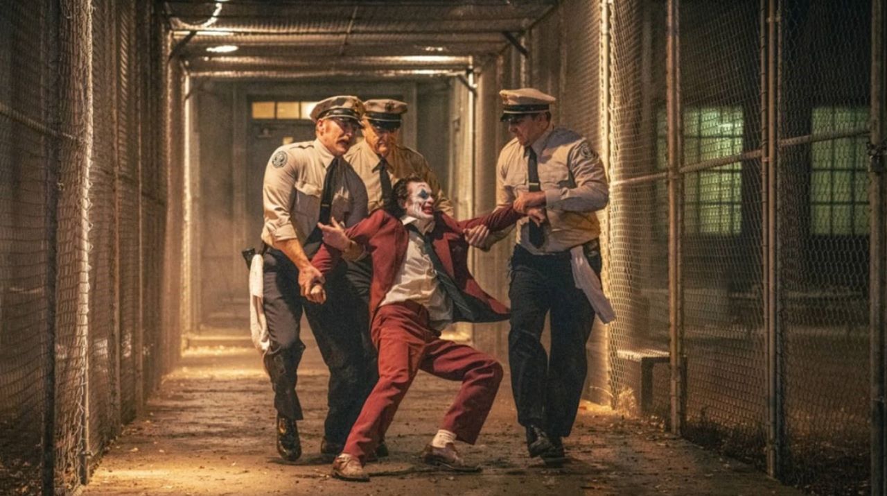Arthur Fleck (Joaquin Phoenix) in Arkham Asylum in Joker: Folie a Deux (2024)